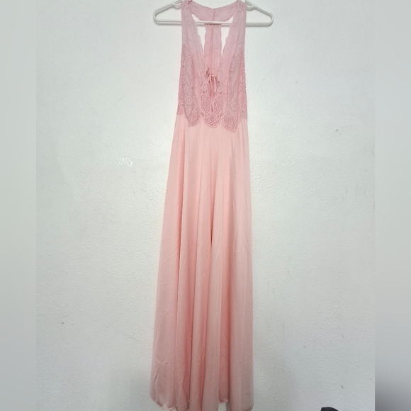 Vintage Glydons Nightgown Pink Long Flowy Lace - Picture 1 of 15